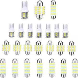 24PCS 자동차 실내 LED 전구 돔 라이트 교체 키트 세트 T10 31mm 41mm 지도 조명 라이센스 트렁크 등.