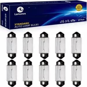 Lanuovx 10 Pack Festoon Bulb 12V 5W Xenon Sv8.5-8 T3.25 10X44mm