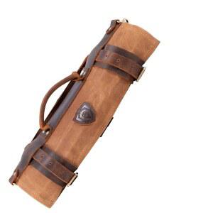 달스트롱 노마드 나이프 랩 롤 - 12온스 왁스 캔버스 탑 그레인 가죽 롤백 13개 슬롯 내부 및 후면 지퍼 포켓 블레이드가 있는 여행용 보관함