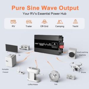 차량용 인버터 7000W 5000W 4000W 순수 사인파 인버터 전원 DC 12V에서 AC 220V 전압 50HZ 변환기 가정용