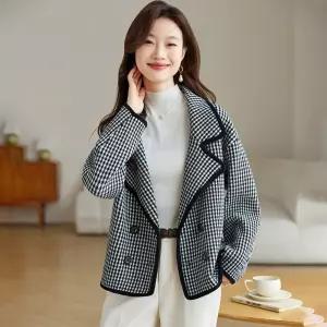 여사친 하프 모직 캐주얼 정장 체크 자켓 코트 추천 춘추 SPO마켓3