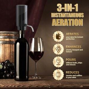 몰라몰라모이 와인 퍼러 원터치 전기 디스펜서 에어레이터 선물 애호가와 디캔터 충전식 자동 휴대용 파티를 위한