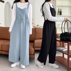 여성 봄 가을 무지 멜빵 바지 점프수트 -KJS0001- 빅사이즈 루즈핏 오버핏