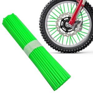 NYTKL 72 PCS 더트 바이크 스포크 스킨 커버, 8-21인치 림용 휠 랩 커버 트림, 오토바이 휠체어용 림 파이프 트림 장식 보호기(그린)