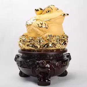 3몰 재물을 부르는 돈방석 황금 삼족두꺼비 장식품 황금 두꺼비 인테리어 소품 장식품 재물 사업번창