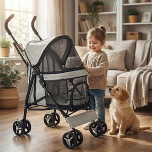 소형견 고양이용 유모차 접이식 반려견 우산 산책 여행용 유모차 22파운드 베트 셰즈우 바퀴 휴대용 반려동물 용량의 야외 360