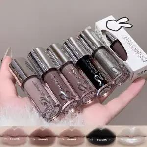 호환 샤키누오 워터 라이트 미러 립글로스 지속적인 보습 쿨 블랙 실버 그레이 펄 광택 미세 반짝임 립스틱