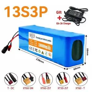 호환  13S3P 48V 100000 mAh 100Ah 1000W 리튬 이온 배터리 팩BMS  54.6V 충전기 포함