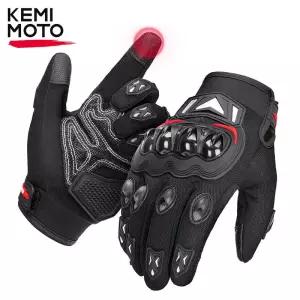 KEMITOUR 여름 오토바이 장갑 CE 터치 스크린 스포츠 모토 Luvas 보호 MTB Guantes 남성용 여성용 검정색