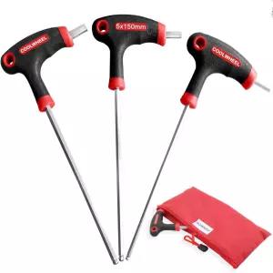 쿨휠 바이크 헥스 앨런 키 렌치 세트 - 4/5/6mm T 핸들 에너지 절약 드라이버 도구 키트 페달 핸들바