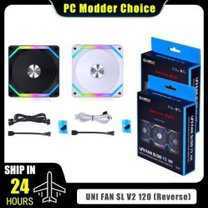 LIAN LI UNI FAN SL V2 SL120V2 역방향 블레이드 10% 성능 업그레이드 버전 RGB 팬 싱글 팩 블랙/화이트