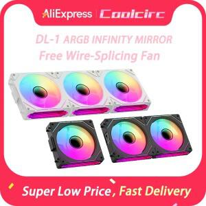 쿨서클 DL-1 무선 연결 섀시 팬 ARGB 미러 사이클 라이트 효과 120mm 4핀 PWM 저소음 CPU 쿨러 게이머용