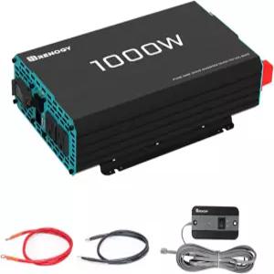 가정용 RV 트럭용 오프 그리드 태양광 발전용 Renogy 1000W 순수 사인파 인버터 12V DC-120V AC 컨버터