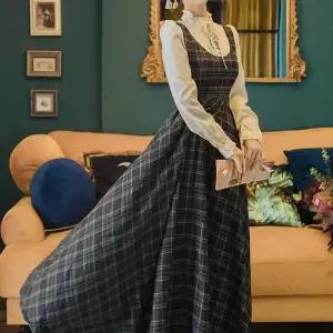 코스프레대여 교복몰 빈티지 슬림핏 체크 원피스 코스프레 컨셉의상