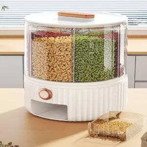 계량 회전잡곡통 시리얼 보관통 디스펜서 잡곡 쌀 밀폐