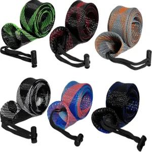 BHwra 6개 낚싯대 소매 땋은 메쉬 플라이 양말 커버 방적용 랜야드가 있는 보호대 /주조용 /바다