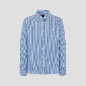 매장정품 빈폴 레이디스 스트라이프 슬림핏 셔츠 - 블루 BF6264E02P 169475