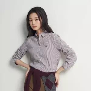매장정품 빈폴 레이디스 CNSPAN 스트라이프 슬림핏 셔츠 - 퍼플 (BF5864E04U) 169486
