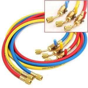 150cm HVAC 1/4인치 SAE 600 PSI R410a R134a R22 충전 호스(셔트 밸브 포함)