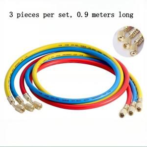 새로운 충전 호스 튜브 키트 저손실 피팅 0.9M-3M AC용 R134A R12 R22 냉매 에어컨 매니폴드 게이지 1세트
