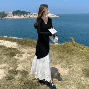 캐주얼 원피스 롱 레이스 봄가을 ible3