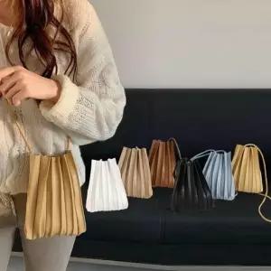 여성 미니백 주름 핸드폰 수납 크로스백 마이크로 가죽 숄더백