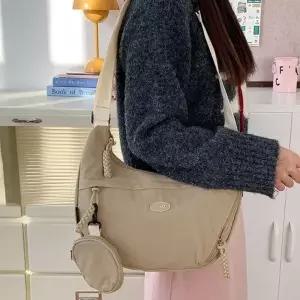 (색상 연베이지)여성 크로스 가방 가벼운 핸드폰 여행용 백 연베이지 크로스백 반달 데일리 반달백 캐주얼