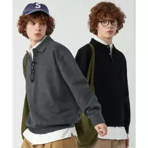 매장정품 언탭트 스튜디오 UNTAPPED STUDIO 오버핏 헨리넥 카라 니트 티셔츠 2Color MUN056 133060