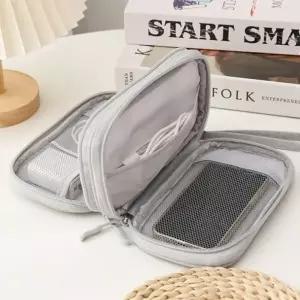 ( )케이블 USB 충전기 핸드폰 디지털 멀티 파우치 그레이 휴대폰 이어폰 폰파우치 스마트폰