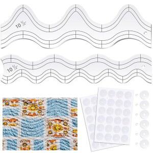 Kigley 2Pcs 프리 모션 퀼팅 템플릿, 48Pcs 논슬립 그립(롤링)으로 기계 재봉 스텐실 패치워크 스플라이싱을 위한 아크릴 자를 흔들다
