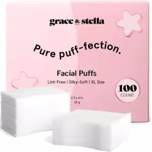 토너 에센스 DIY 마스크용 그레이스 앤 스텔라 페이스 패드(100개 포함) - 보풀 없는 부드러운 메이크업