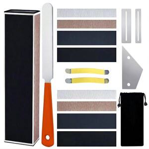 16PC 기타 DIY 도구 프렛 파일 크라우닝, 로커, 엔드 드레싱 파일, 랩, 레벨링 빔, 폴리싱 키트, 핑거보드 가드, 베이스용 스트링 스프레더 샌딩 페이퍼