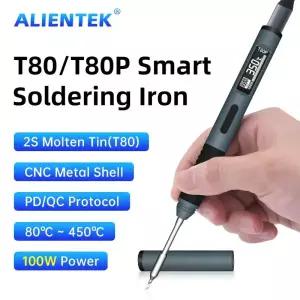 ALIENTEK T80/T80P 납땜 인두 조절 가능한 온도 100W 빠른 열 휴대용 디지털 스마트 전기 용접 스테이션 키