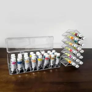 물감보관함 아크릴 투명 나무 칸막이 유화 진열대