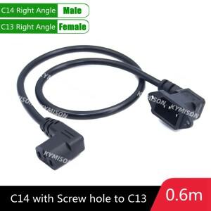 IEC320 C14-C13 연장 코드 C14 나사 구멍 직각 및 C13 숏 길이 60cm H05VV-F 3G 0.75mm