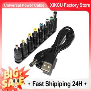 범용 전원 케이블 USB-DC 5.5x2.1mm 잭 5V 충전 코드CCTV 카메라 TV 박스용 선택 가능 커넥터 팁 8개 포함
