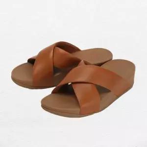 [핏플랍]슬리퍼 루루 크로스 슬라이드 여성 라이트 탄 K04-592