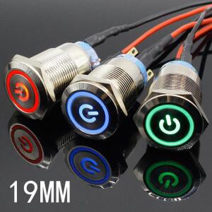19mm 방수 순간 래치 스테인레스 스틸 금속 초인종 벨   버튼 스위치 LED 자동차 차량용 호환 5V 12V 24V 2
