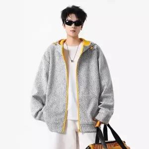 보니따스 남성용 가을 후드 집업 가디건 트레이닝 헤링본 카디건 ADOR3