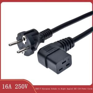 직각 C19 - 유럽 플매트 카펫 러그 서버PDU용 전원 케이블 C20 AC 연결 Schuko 어댑터 L자형 리드 코드