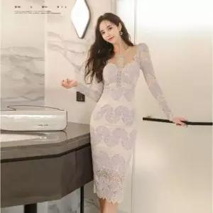 원피스 레이스 힙 라운드 긴팔 봄가을 ible3