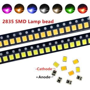 고 100PCS SMD LED 2835 칩, 0.2W, 3V 비즈 라이트 화이트, 따뜻한 표면 마운트 PCB 발광 다이오드 램프,
