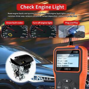 자동차 차량용 호환 진단 스캐너 [V100]  10초 고장 코드 리더 99% 차량에 호환 Obd2/Eobd 호환 DIY  정비