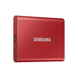 삼성 T7 500GB, 휴대용 SSD, 최대 1050MB/s, USB 3.2 Gen2, 게임, 학생 및 전문가, 외장 솔리드 스테이트 드라이브(MU-PC2T0R /AM), 빨간색