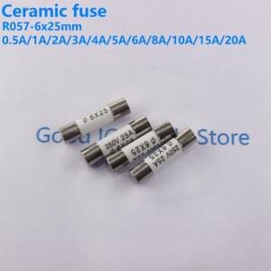 10Pcs RO54 6X25mm 세라믹 퓨즈 5x25 고속 블로우 250V 0.5A 1A 2A 3A 4A 5A 6A 8A
