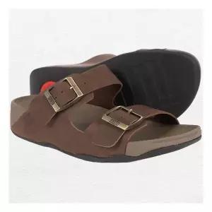 [핏플랍]고흐 목 버클 레더 쵸콜릿 브라운 남성 슬라이드 (GD2-167)