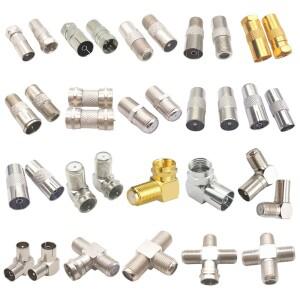 PAL 동축 커넥터 F 타입 암수 TV 어댑터 안테나 케이블 연장 스플리터 직각 90도 컨버터