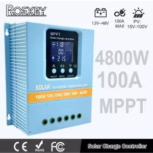 호환 ROEXBY 솔라 충전 컨트롤러 MPPT 100A 80A 60A 12V 24V 36V 48V 솔라 패널 배터리 레귤레이터 LCD 디