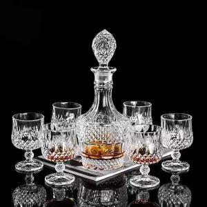 버번 클리어 위스키 디캔터 핸드 페인팅 주류 잔 세트 크리스탈 디자인 및 6잔 스카치 보드카 와인 데킬라