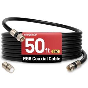 위성, 안테나, DVR, VCR, HDTV, 블랙을 위한 F형 커넥터, 동축 케이블 코드 익스텐더, 고속 인터넷, 실내 광대역 및 디지털 TV 에어리얼을 갖춘 에너제스터 50FT RG6